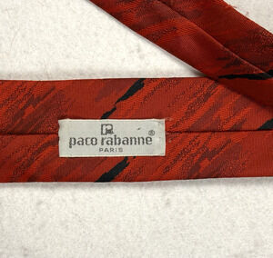 Vintage Paco Rabanne skinny Tie red black Retro Rockabilly